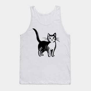 Stick figure cat in black ink Tank Top